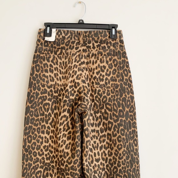 Zara Leopard Mid Rise Wide Leg Crop Culotte Jean - Picture 12 of 14